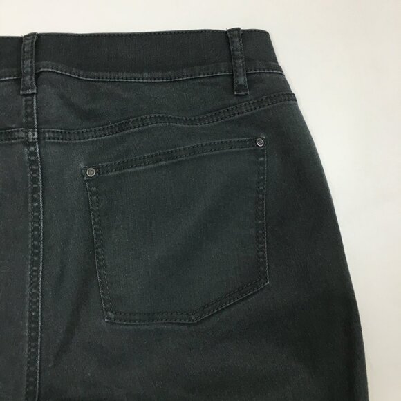 LAFAYETTE 148 New York Green/Gray MERCER Released Hem 5 Pocket Logo Button Jeans - Picture 9 of 10